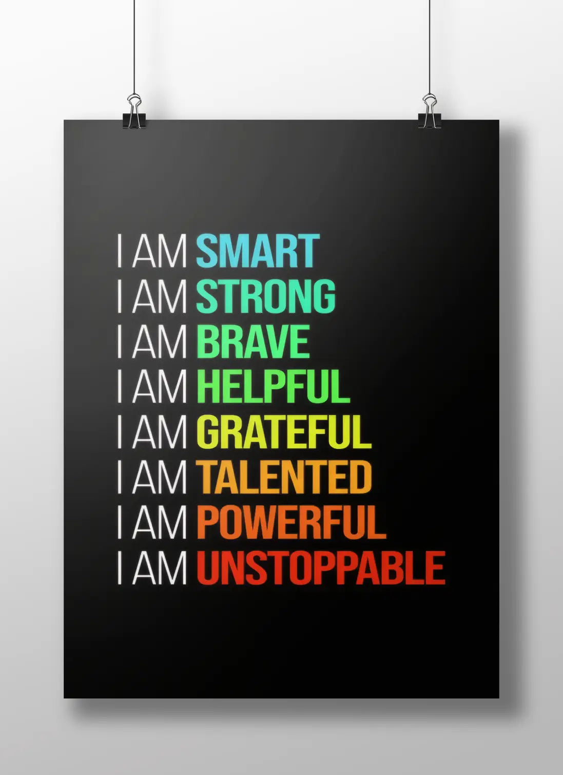 “I AM Affirmations” — Colorful Inspirational Poster for Daily Motivation