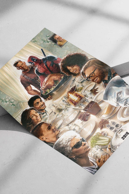 Marvel Cinematic Universe characters (Deadpool, Wolverine) gathered for a dinner. Deadpool & Friends Dinner Date