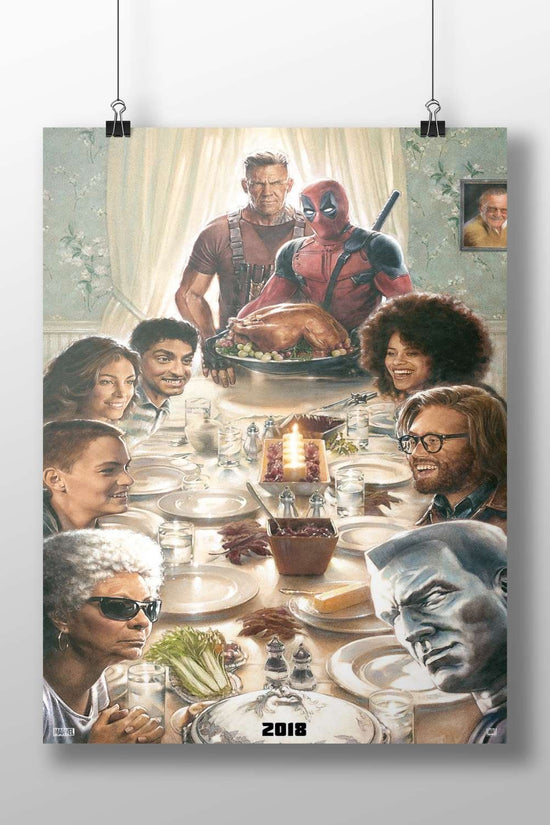 Marvel Cinematic Universe characters (Deadpool, Wolverine) gathered for a dinner. Deadpool & Friends Dinner Date