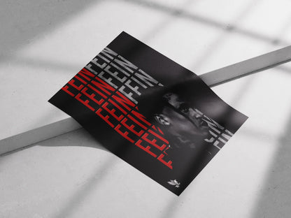 Travis Scott FE!N Poster | Minimalist Hip-Hop Wall Art for Rap Fans
