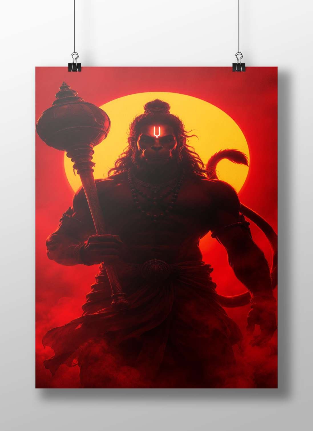 Hanuman Main Subject: Hanuman Matte BoizzBoard rigid print — Sanatan wall art India | PosterBoizz
