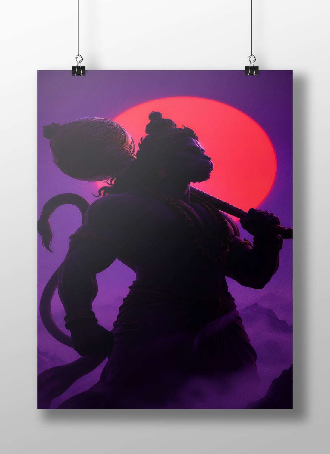 Hanuman Main Subject: Hanuman Matte BoizzBoard rigid print — Sanatan wall art India | PosterBoizz