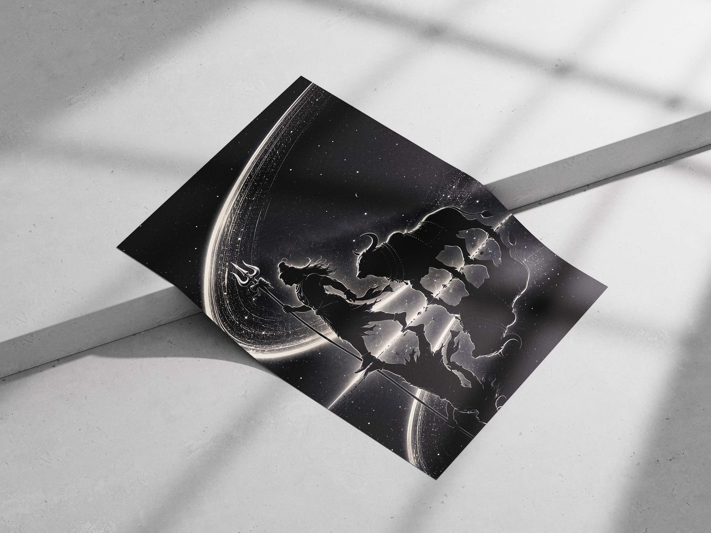 Shiva (Hindu deity) and his mount Nandi bull Main Subject: Shiva (Hindu deity) and his mount Nandi bull Matte poster print —
