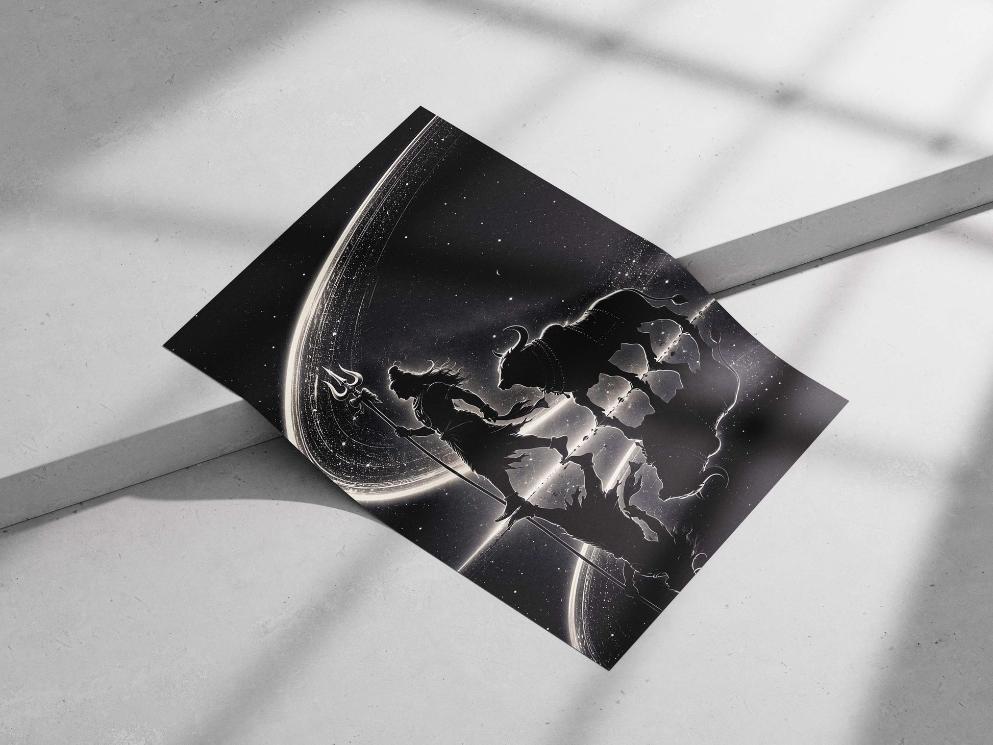Shiva (Hindu deity) and his mount Nandi bull Main Subject: Shiva (Hindu deity) and his mount Nandi bull Matte poster print —