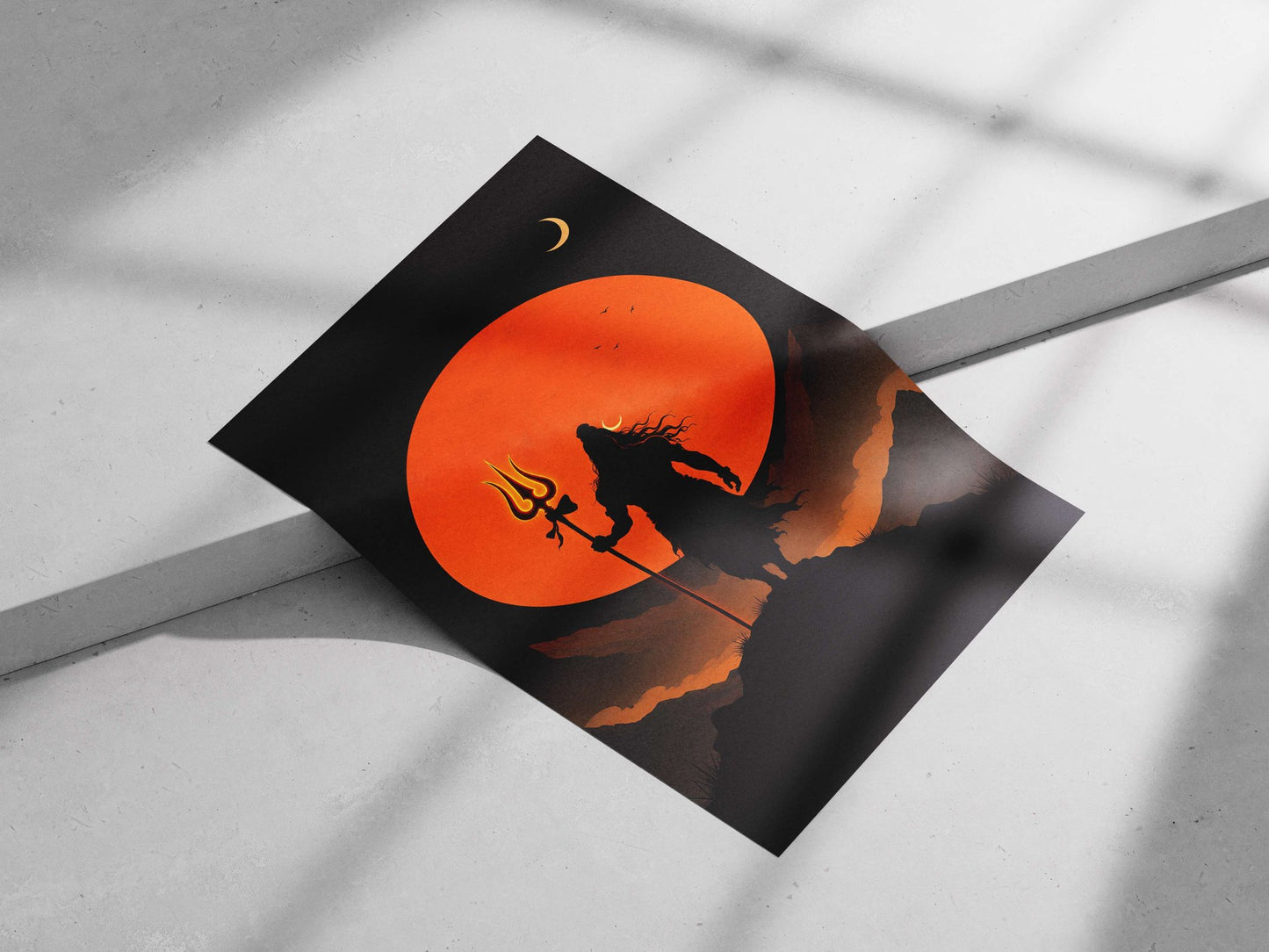 Shiva (Hindu deity with trident) Main Subject: Shiva (Hindu deity with trident) Matte poster print — Sanatan wall art India