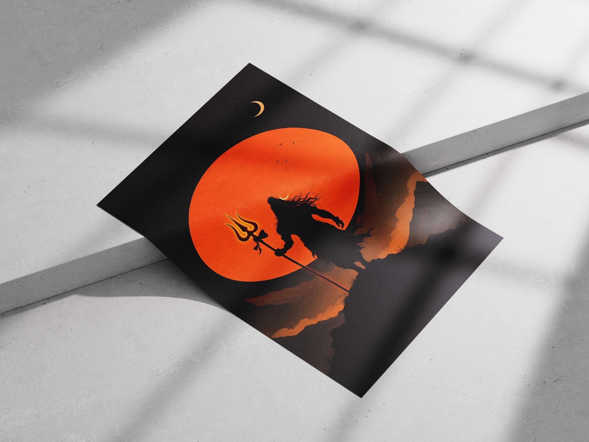 Shiva (Hindu deity with trident) Main Subject: Shiva (Hindu deity with trident) Matte poster print — Sanatan wall art India
