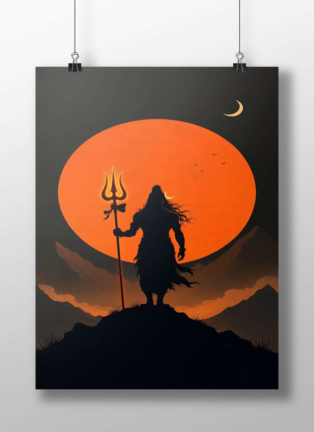 Shiva (Hindu deity with trident) Main Subject: Shiva (Hindu deity with trident) Matte BoizzBoard rigid print — Sanatan wall