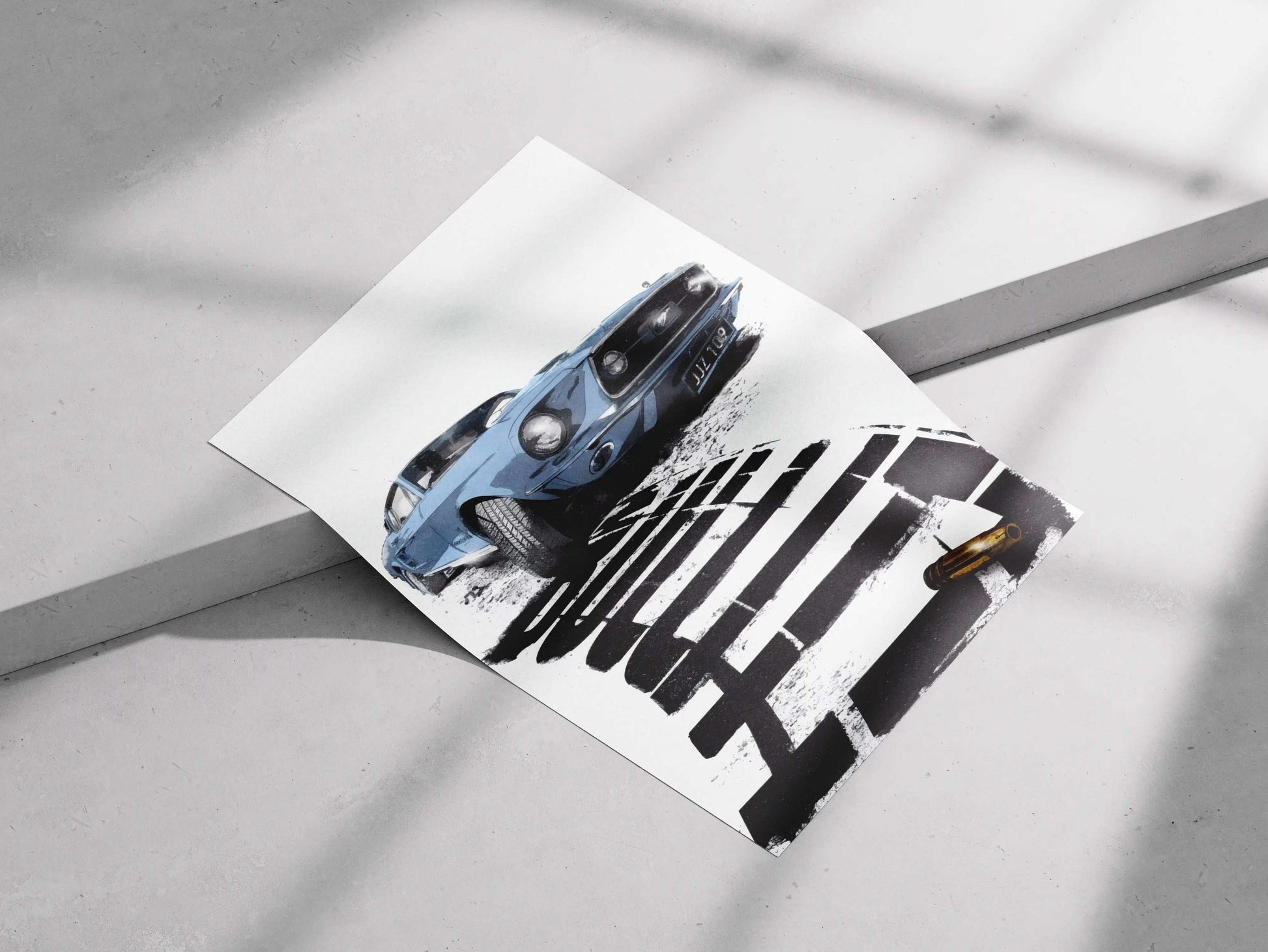 Bullitt Mustang Poster – Classic Blue Ford Fastback Muscle Car Art Print