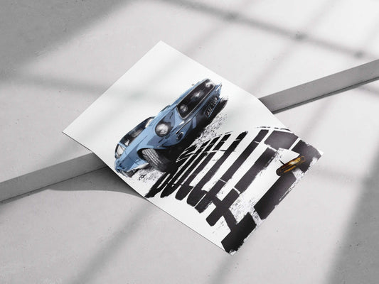 Bullitt Mustang Poster – Classic Blue Ford Fastback Muscle Car Art Print