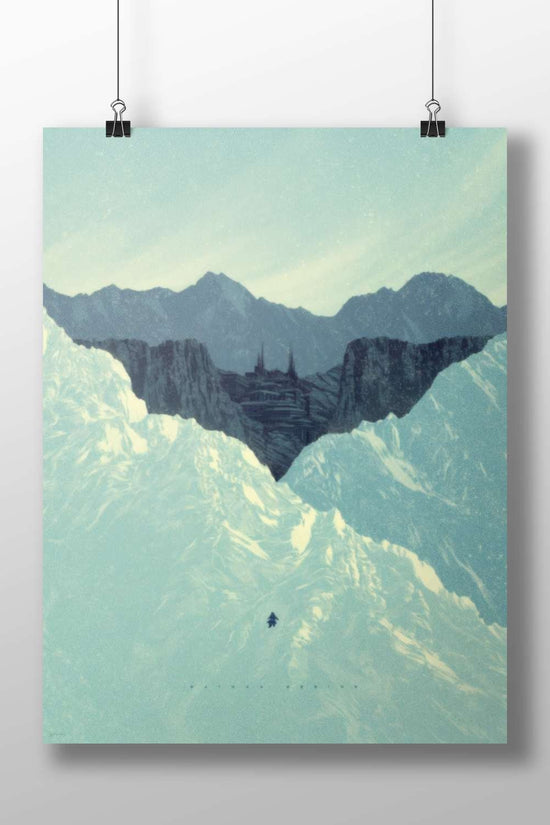 the snow-covered mountain valley with a hidden city Himalayan Mystery - Hidden City Poster