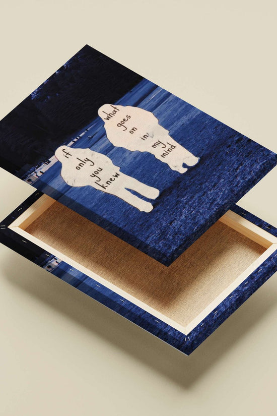 Two human-shaped cutouts with the inscribed phrases "if only you knew" and "what goes on