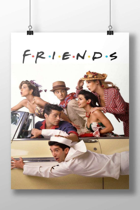 The cast of the TV show "Friends" (Ross Geller, Rachel Green, Monica Geller, Chandler Bing, Phoebe Buffay, Joey Tribbiani)