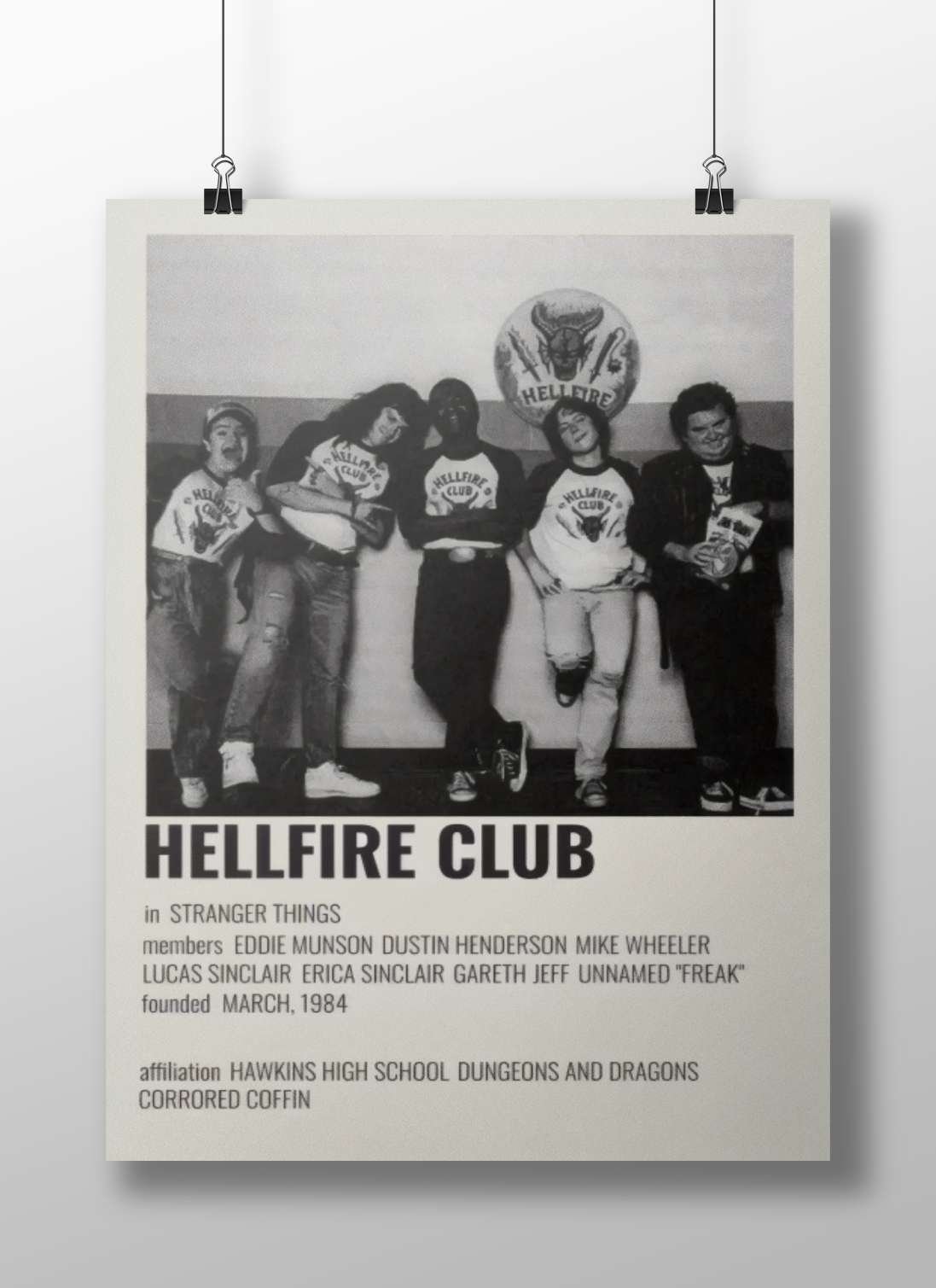 Hellfire Club from Stranger Things (real names: Eddie Munson, Dustin Henderson, Mike Wheeler, Lucas Sinclair,