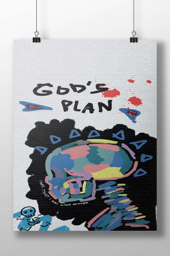 Drake God'S Plan Among Us Blue Crewmate Skeleton Pop Art Canvas Print – Motivational Graffiti