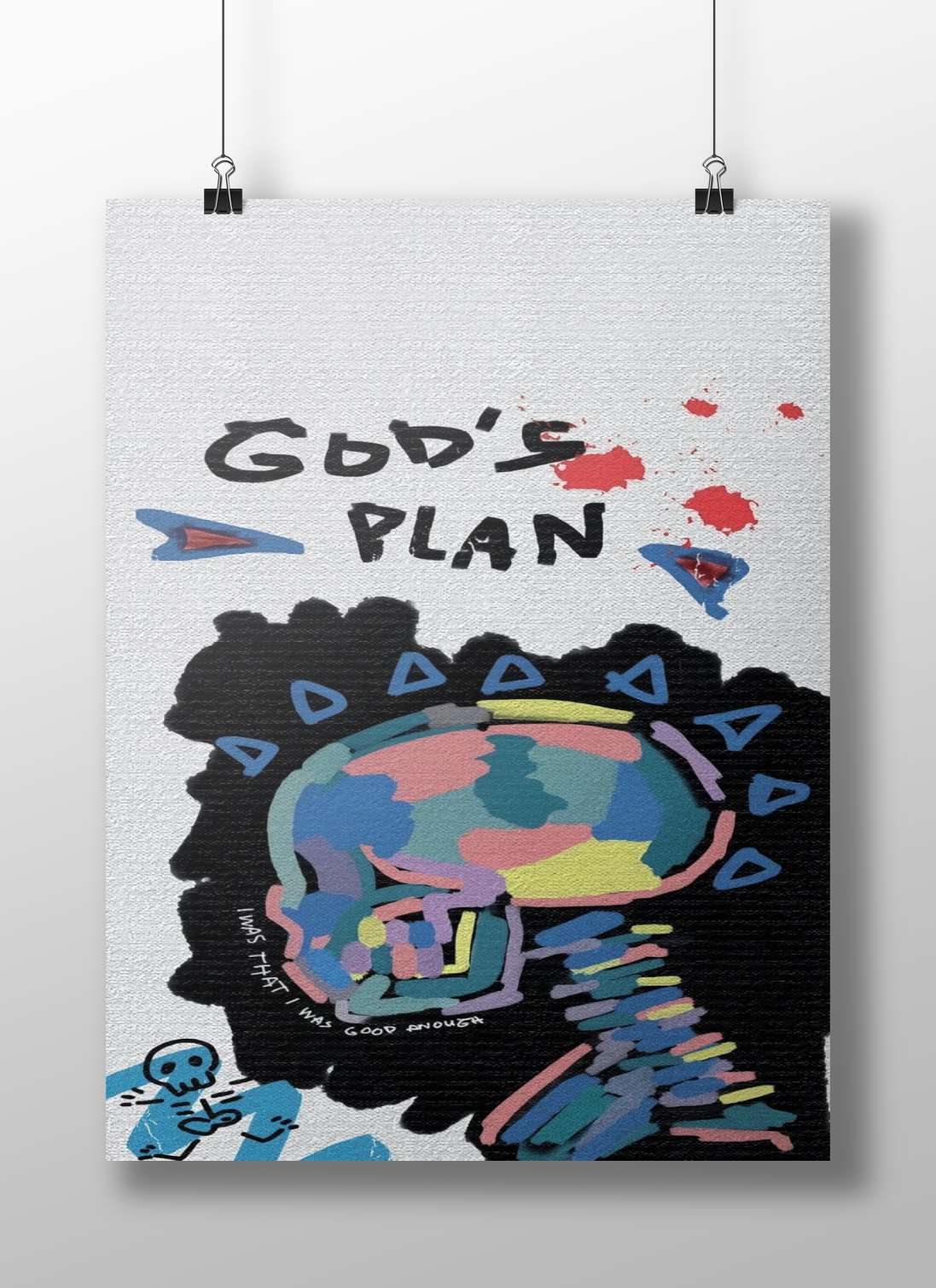 Drake God'S Plan Among Us Blue Crewmate Skeleton Pop Art Canvas Print – Motivational Graffiti