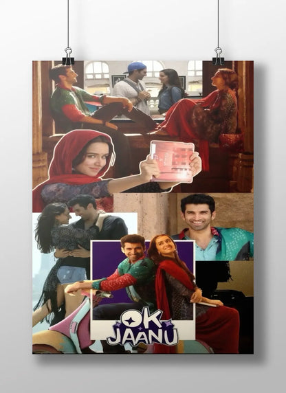 OK Jaanu Poster – Bollywood Romantic Couple Collage Wall Art | Shraddha Kapoor & Aditya Roy Kapur Print