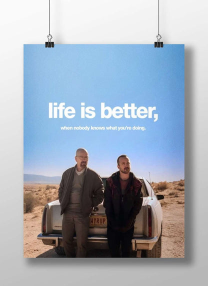 Walter White And Jesse Pinkman 2018 Modern Cinematic Poster – Desert Landscape Wall Art