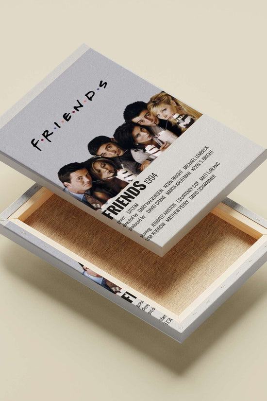 The TV show franchise "Friends" (1994) with real cast names (Jennifer Aniston, Courteney Cox, Matt LeBlanc, Lisa Kudrow,