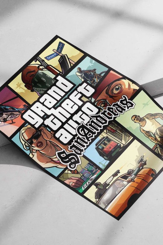 Grand Theft Auto: San Andreas Main Subject: Grand Theft Auto: San Andreas Matte poster print — Gaming wall art India |