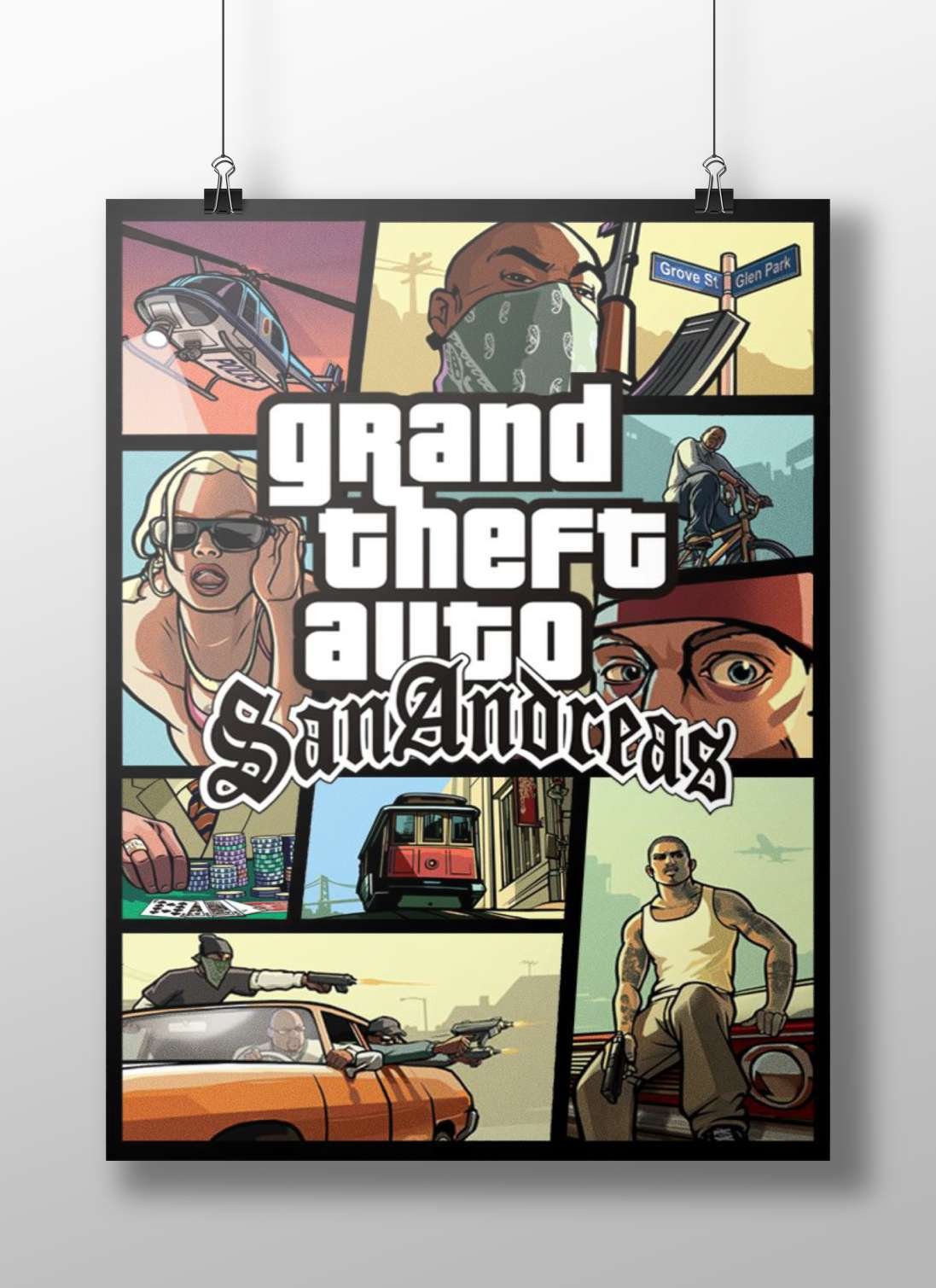 Grand Theft Auto: San Andreas Main Subject: Grand Theft Auto: San Andreas Matte BoizzBoard rigid print — Gaming wall art
