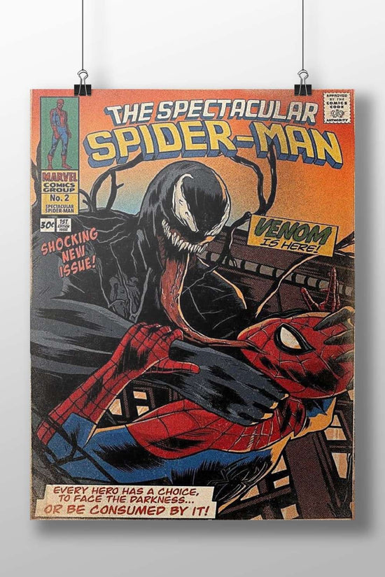 Spider-Man and Venom Main Subject: Spider-Man and Venom Matte BoizzBoard rigid print — Superhero wall art India | PosterBoizz