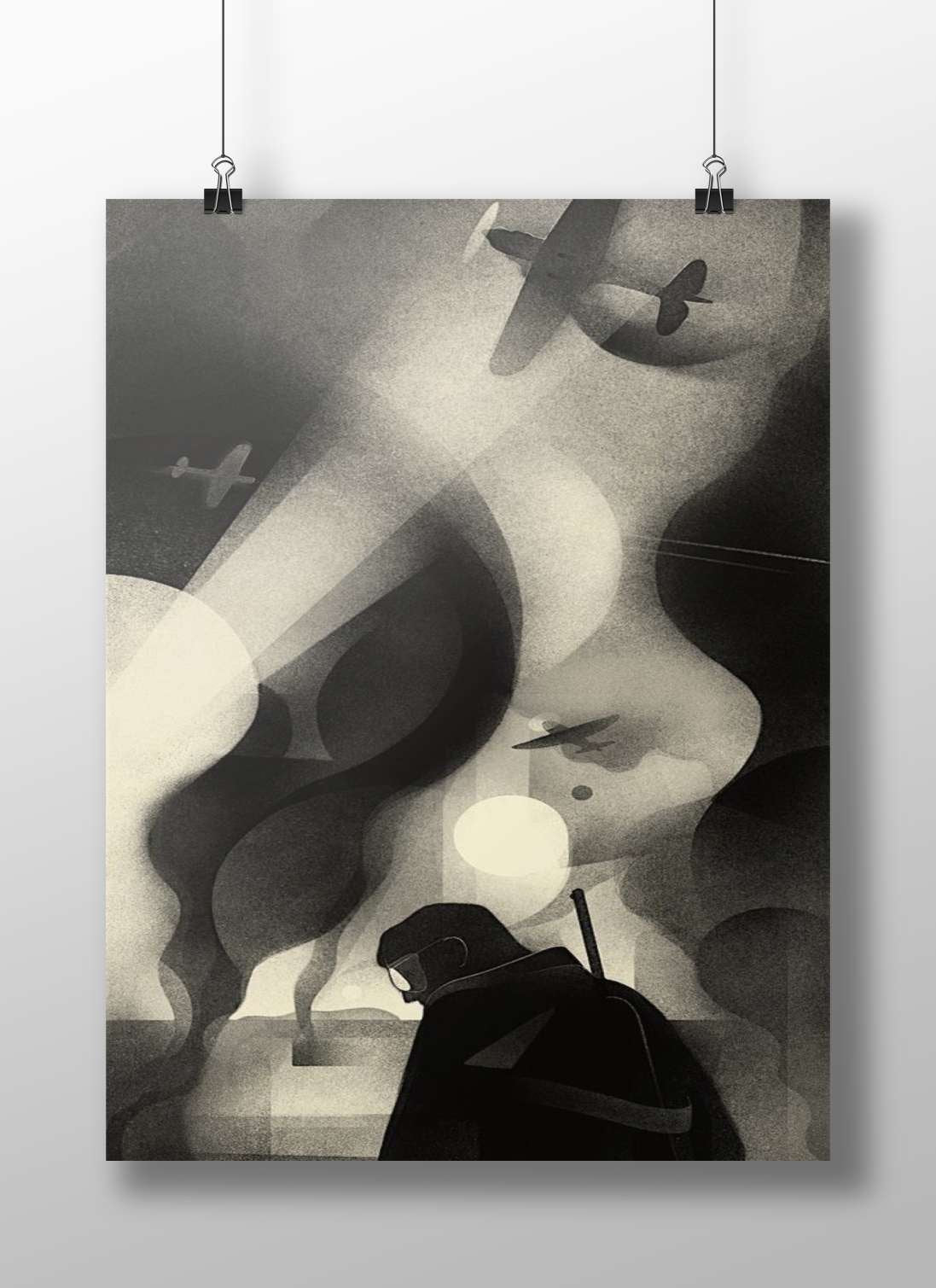 Hooded Figure Modern Digital Noir Matte BoizzBoard rigid print — Art wall art India | PosterBoizz