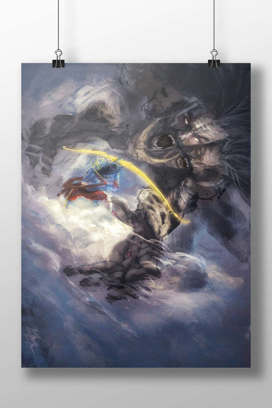 Sun Wukong (Monkey King) from Chinese mythology battling a mythological demon. Main Subject: Sun Wukong (Monkey King) from