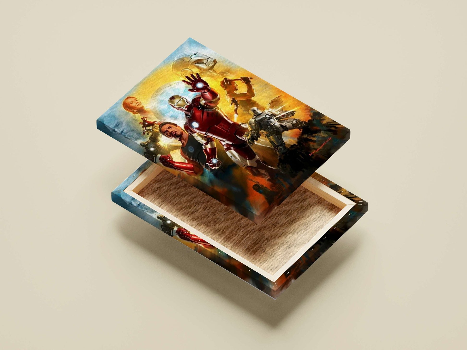 Marvel Cinematic Universe characters including Tony Stark (Iron Man), Steve Rogers (Captain America), and Thor (Norse deity)