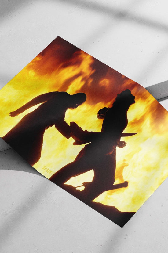 Black Panther and Killmonger Main Subject: Black Panther and Killmonger Matte poster print — Superhero wall art India |