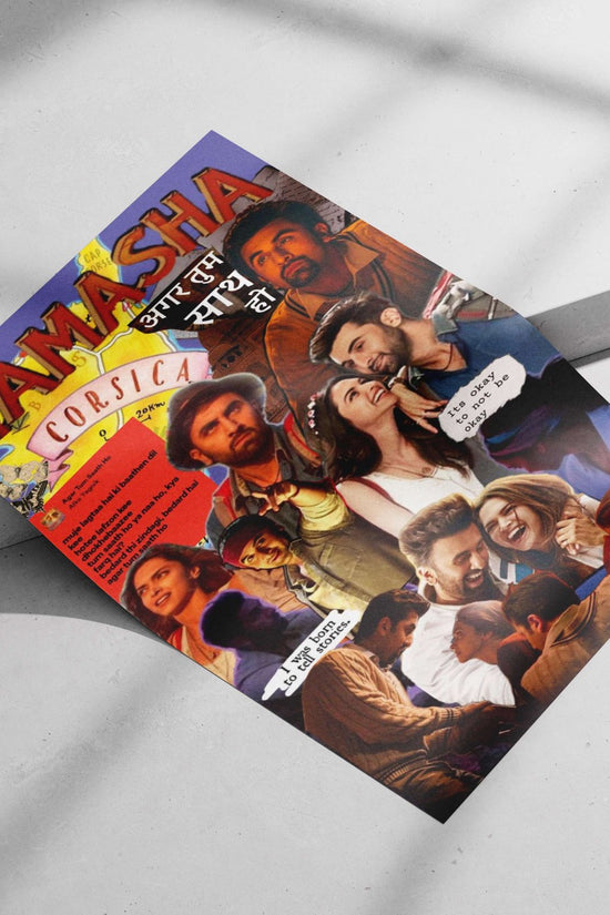 Bollywood film "Tamasha" (2012) with cast members and associated text elements. Main Subject: Bollywood film "Tamasha"