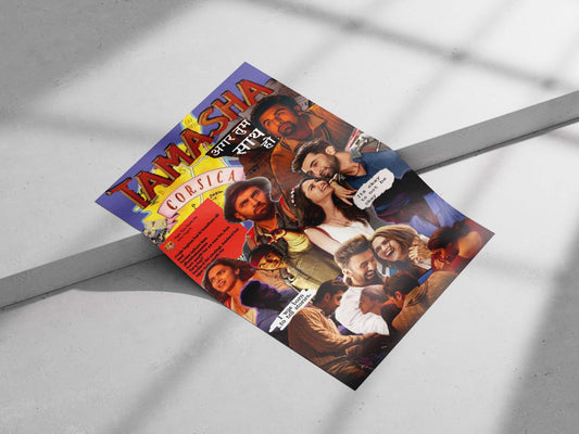 Bollywood film "Tamasha" (2012) with cast members and associated text elements. Main Subject: Bollywood film "Tamasha"
