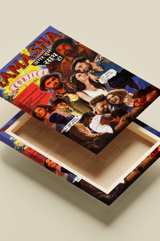 Bollywood film "Tamasha" (2012) with cast members and associated text elements. Main Subject: Bollywood film "Tamasha"
