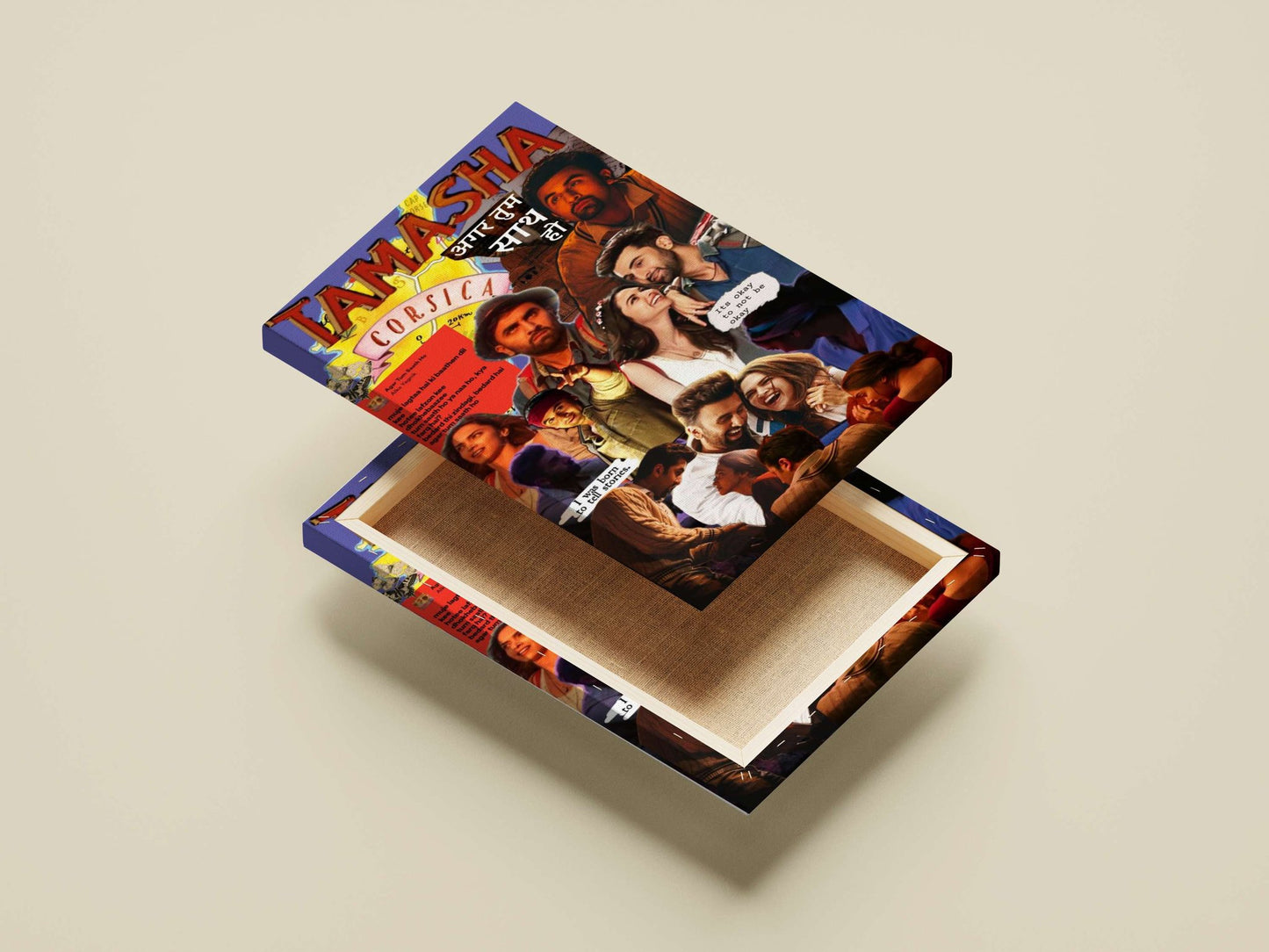 Bollywood film "Tamasha" (2012) with cast members and associated text elements. Main Subject: Bollywood film "Tamasha"