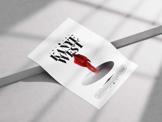 Kanye West Minimalist Poster | Iconic Red Suit Hip-Hop Art Print