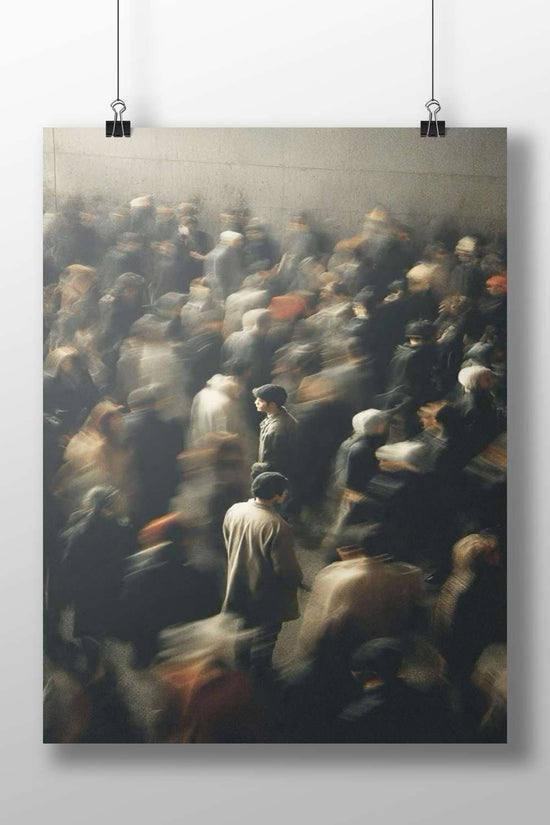 A dense crowd of pedestrians in motion Main Subject: A dense crowd of pedestrians in motion Matte BoizzBoard rigid print —