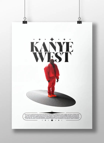 Kanye West Minimalist Poster | Iconic Red Suit Hip-Hop Art Print