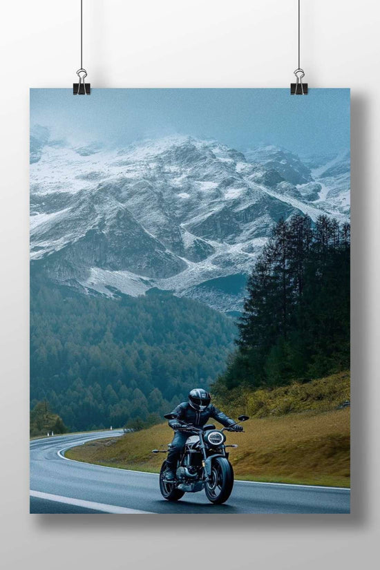 Motorcyclist Main Subject: Motorcyclist Matte BoizzBoard rigid print — Cars wall art India | PosterBoizz