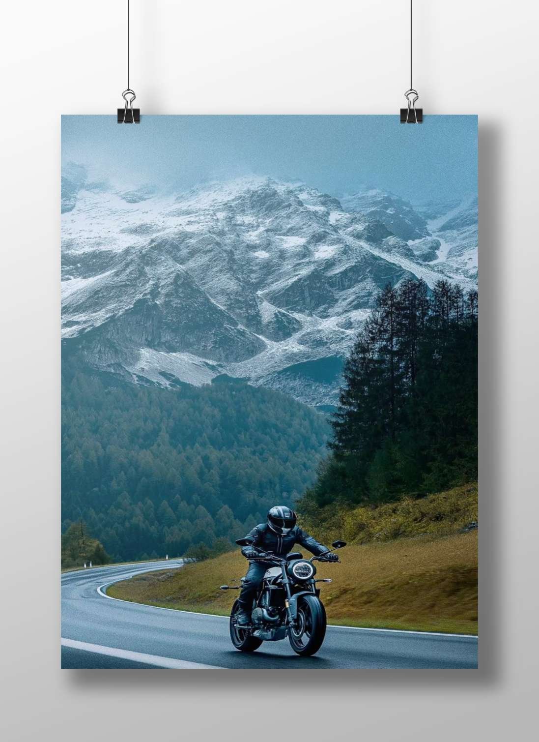 Motorcyclist Main Subject: Motorcyclist Matte BoizzBoard rigid print — Cars wall art India | PosterBoizz