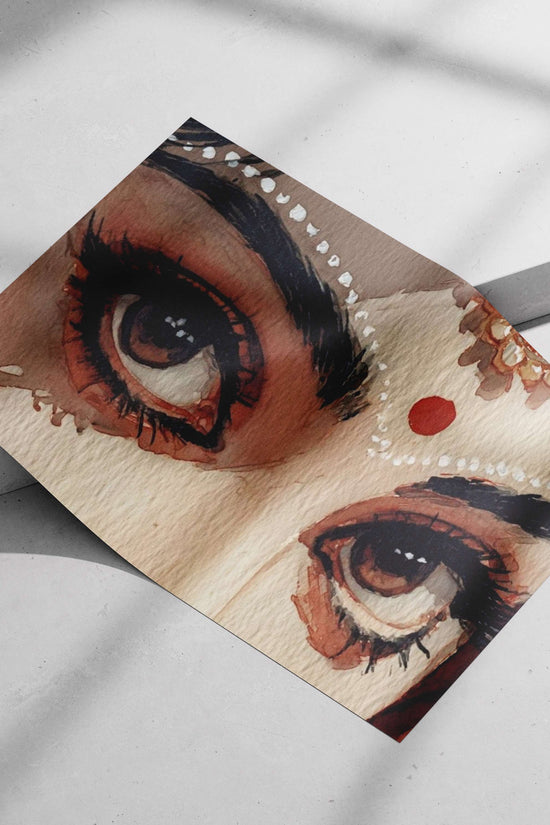 Painted Eyes (Watercolor Art) Painted Eyes Watercolor Romance Poster – Soulful Indian Art Wall Art
