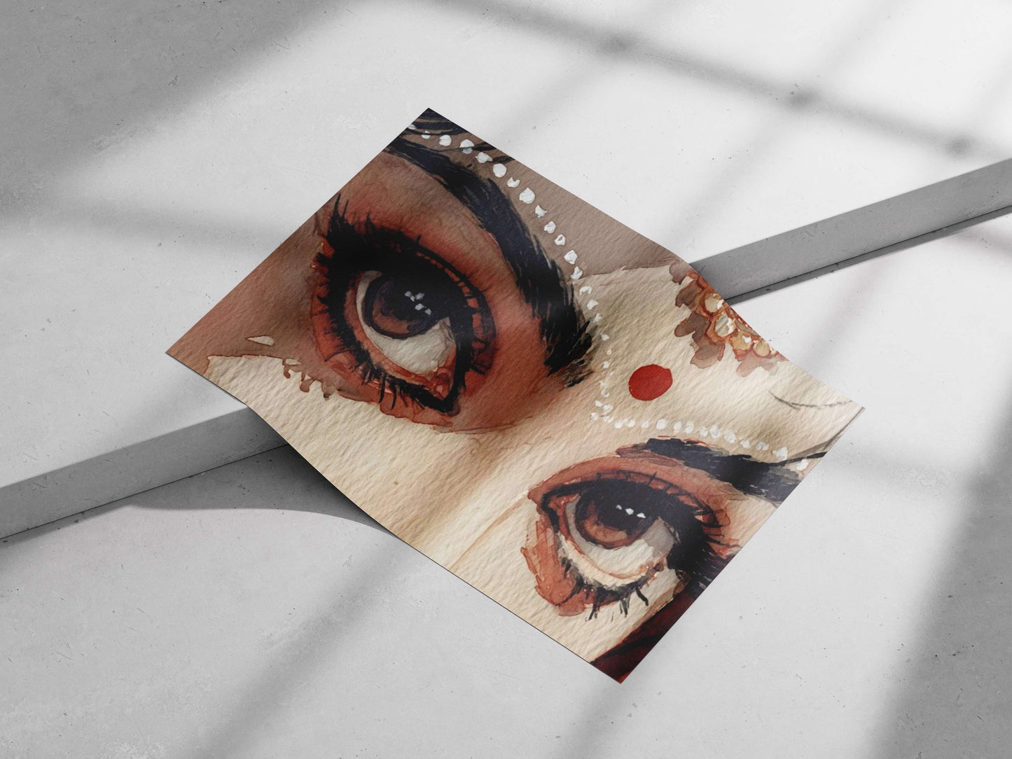 Painted Eyes (Watercolor Art) Painted Eyes Watercolor Romance Poster – Soulful Indian Art Wall Art