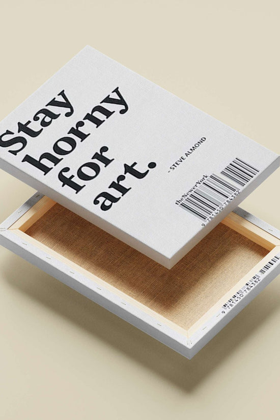 Steve Almond’s quoted phrase “Stay horny for art.” attributed to theNewerYork publication. Main Subject: Steve Almond’s