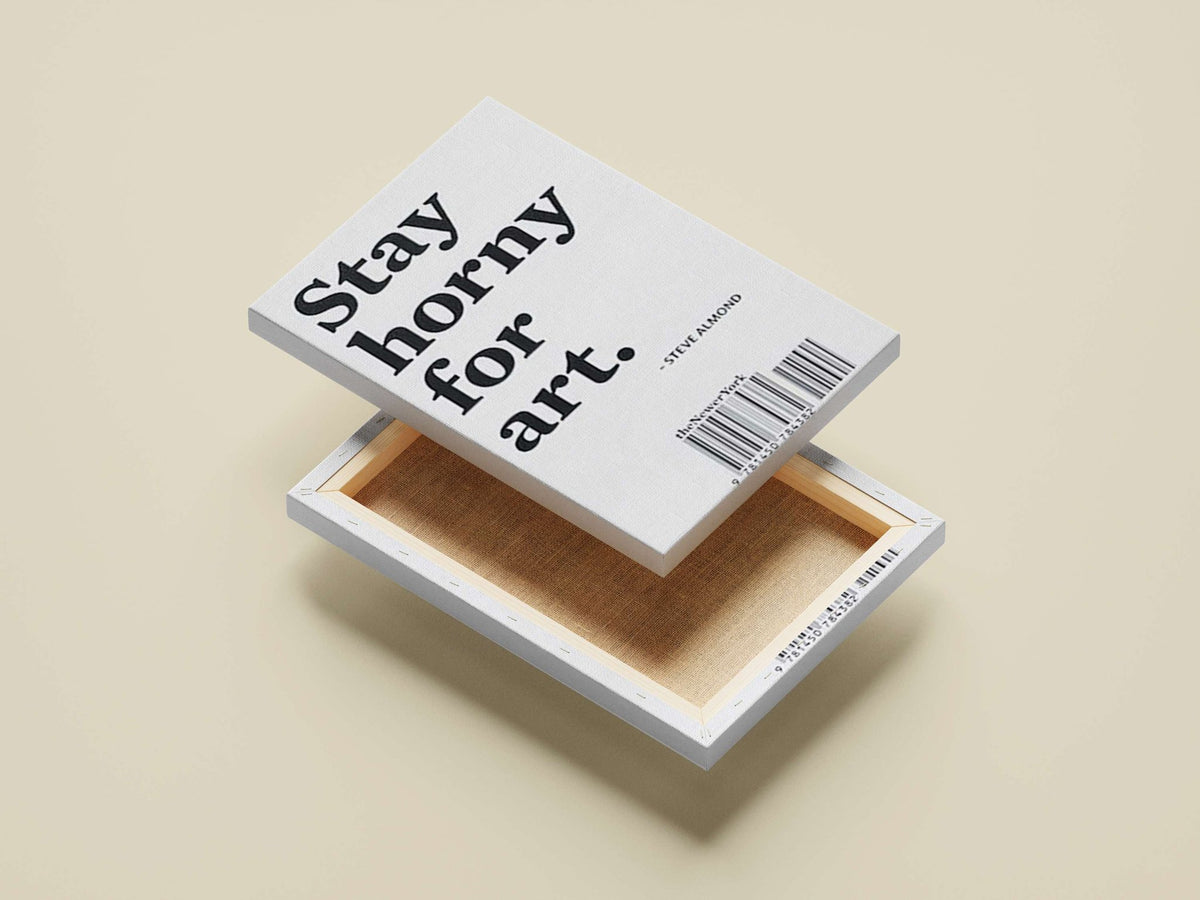 Steve Almond’s quoted phrase “Stay horny for art.” attributed to theNewerYork publication. Main Subject: Steve Almond’s