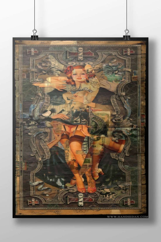 A stylized woman with red hair holding a glass Redhead Enigma - Mystic Art Deco