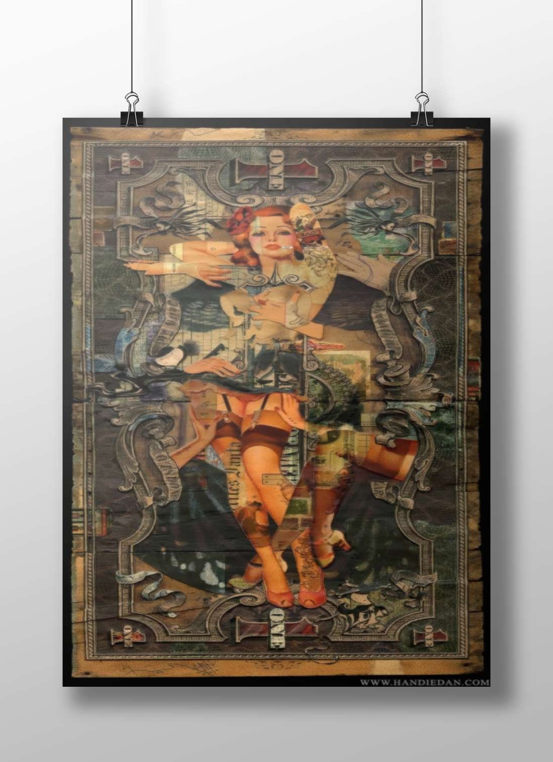 A stylized woman with red hair holding a glass Redhead Enigma - Mystic Art Deco