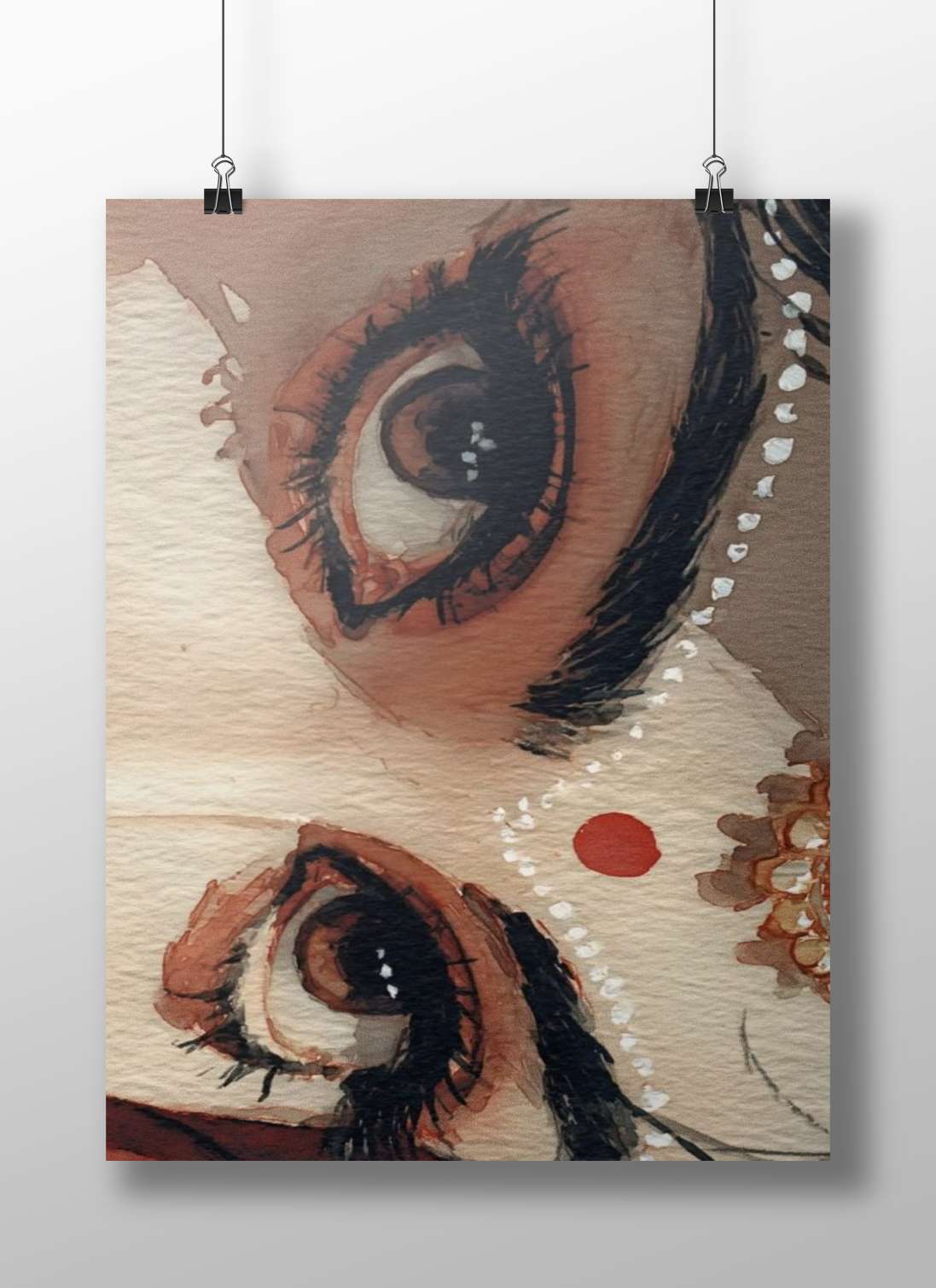Painted Eyes (Watercolor Art) Painted Eyes Watercolor Romance Poster – Soulful Indian Art Wall Art