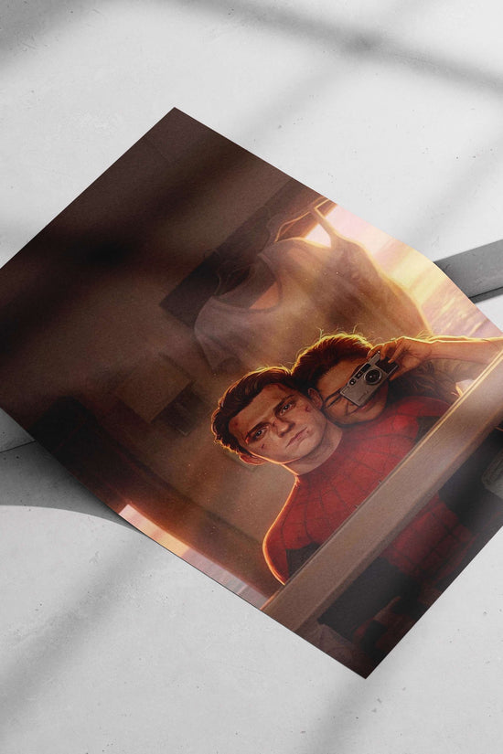 Tom Holland (Peter Parker/Spider-Man), Zendaya (MJ) Spider-Man (Tom Holland) And Mj (Zendaya) In Bathroom Mirror