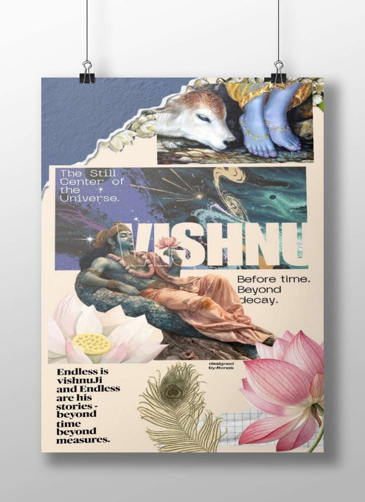Vishnu (Hindu deity) Main Subject: Vishnu (Hindu deity) Matte BoizzBoard rigid print — Sanatan wall art India | PosterBoizz