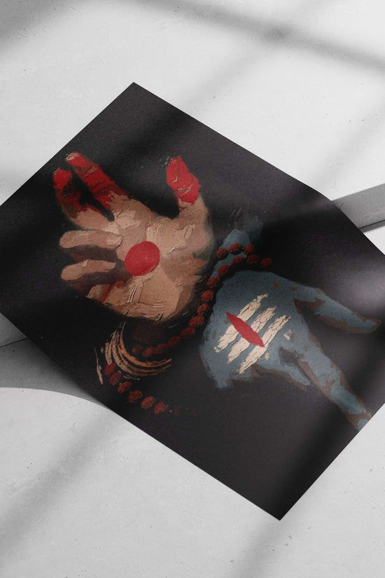 Human Hand with Hindu Religious Symbols Main Subject: Human Hand with Hindu Religious Symbols Matte poster print — Sanatan