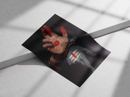 Human Hand with Hindu Religious Symbols Main Subject: Human Hand with Hindu Religious Symbols Matte poster print — Sanatan