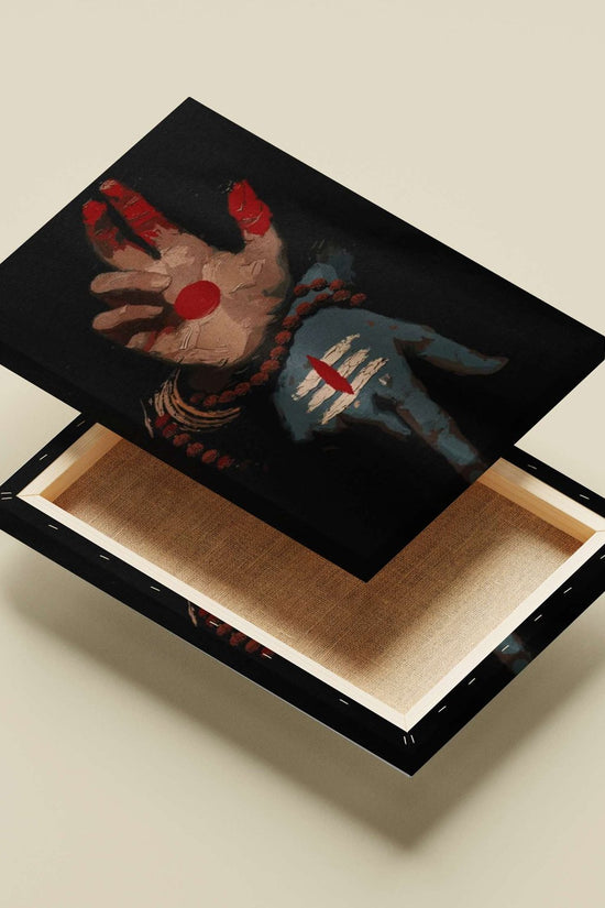 Human Hand with Hindu Religious Symbols Main Subject: Human Hand with Hindu Religious Symbols Canvas wall art — Sanatan wall